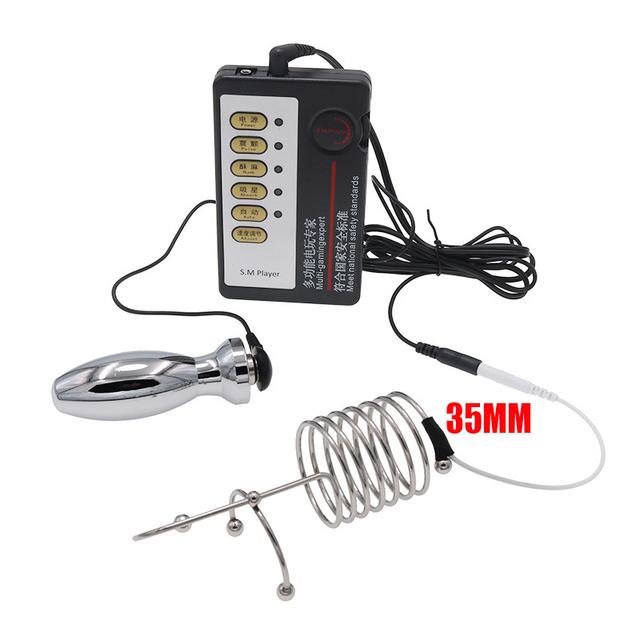 БДСМ Электрический Шок Анальная Пробка Пенис Пробка Электросекс Кольца E-стим Стимулятор Ануса Клетка Целомудрия Мастурбация Секс-Инструменты Для Мужчин