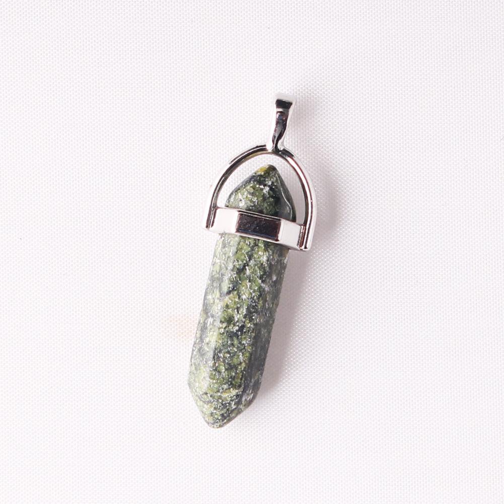 Hexagonal Agate Bullet Quartz Crystal Pendant Necklace