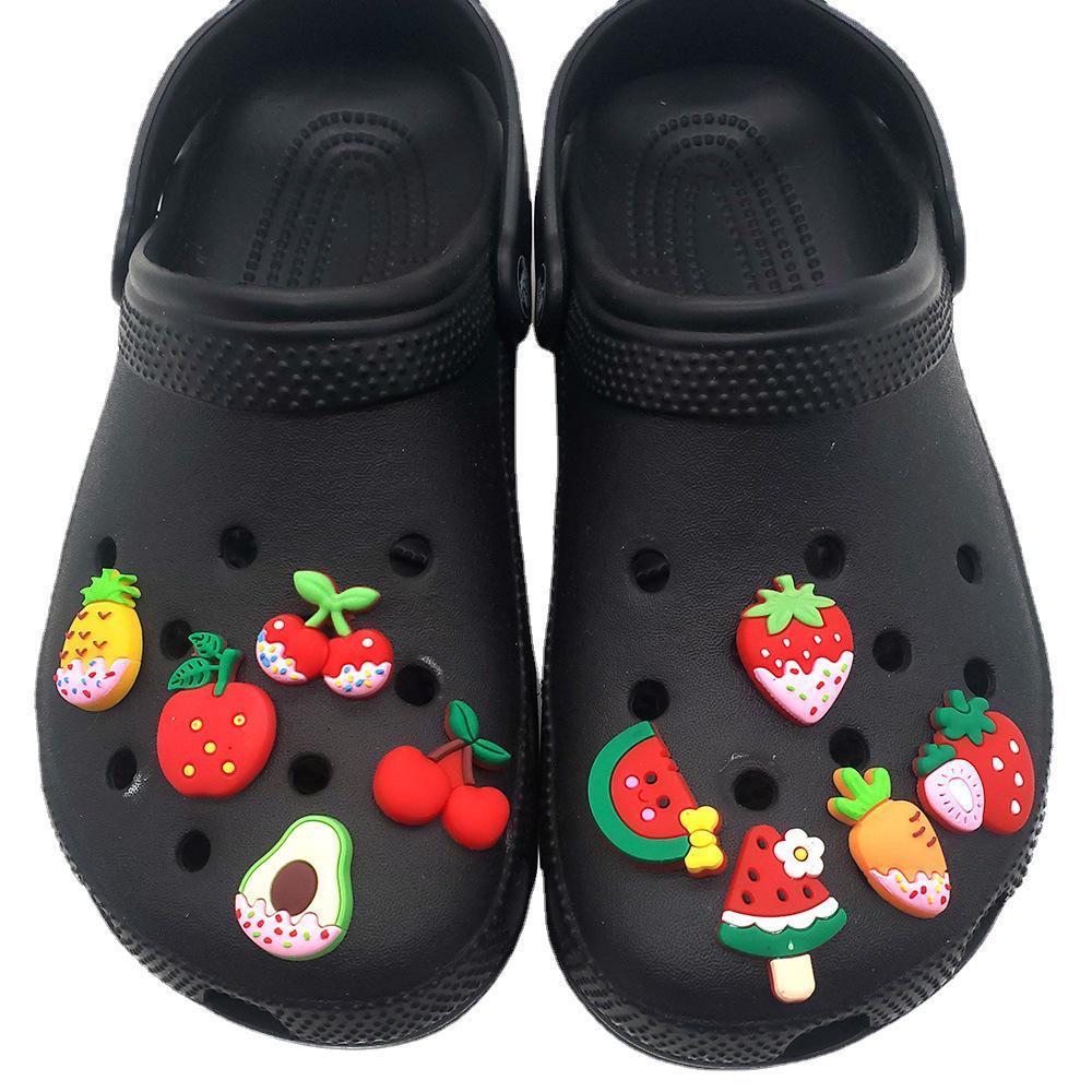 Мультяшные фрукты из ПВХ мягкие резиновые подвески для обуви - забавные декоративные аксессуары для дырчатой обуви