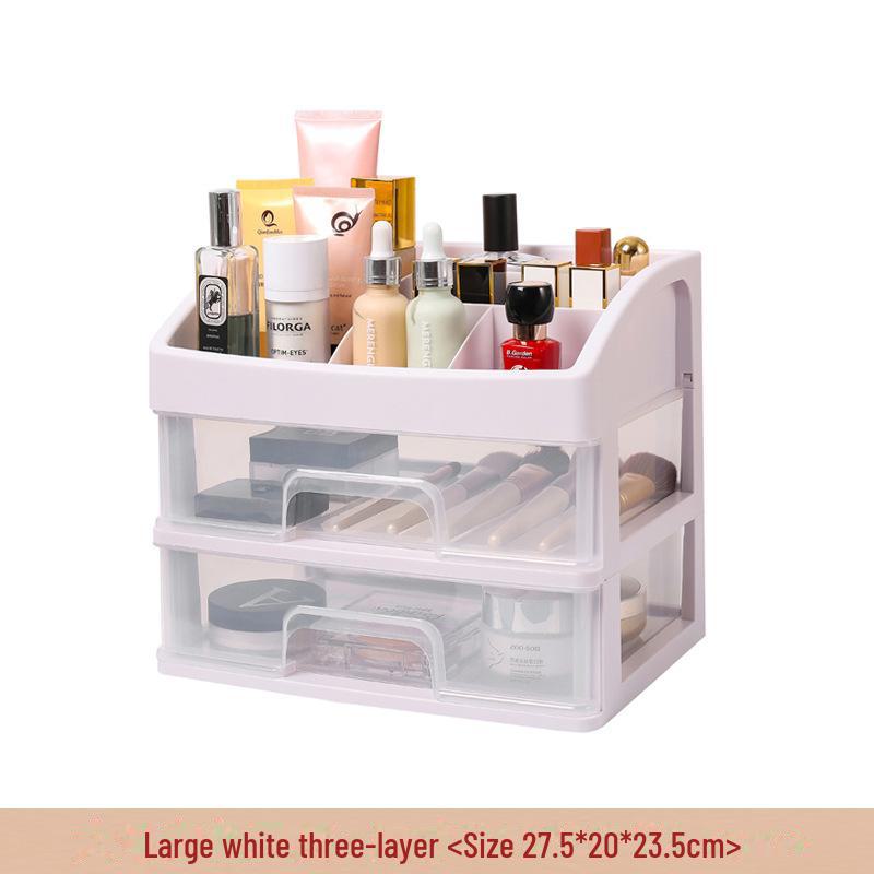 Multi-Layer Clear Drawer Cosmetic Storage Box - Dustproof & Compact Design