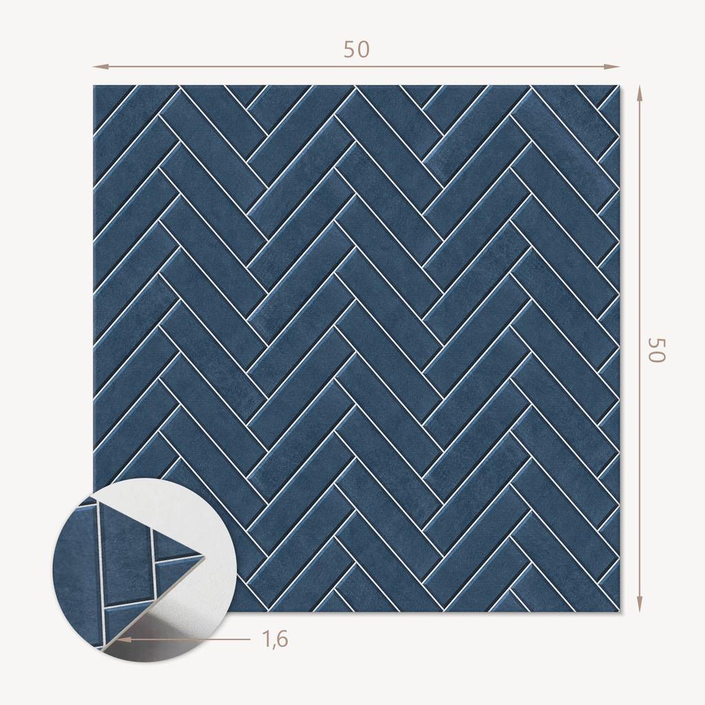 Set of PVC Tiles with Pattern for the Living Room Self-Adhesive Herringbone Pattern 4x50x50 cm