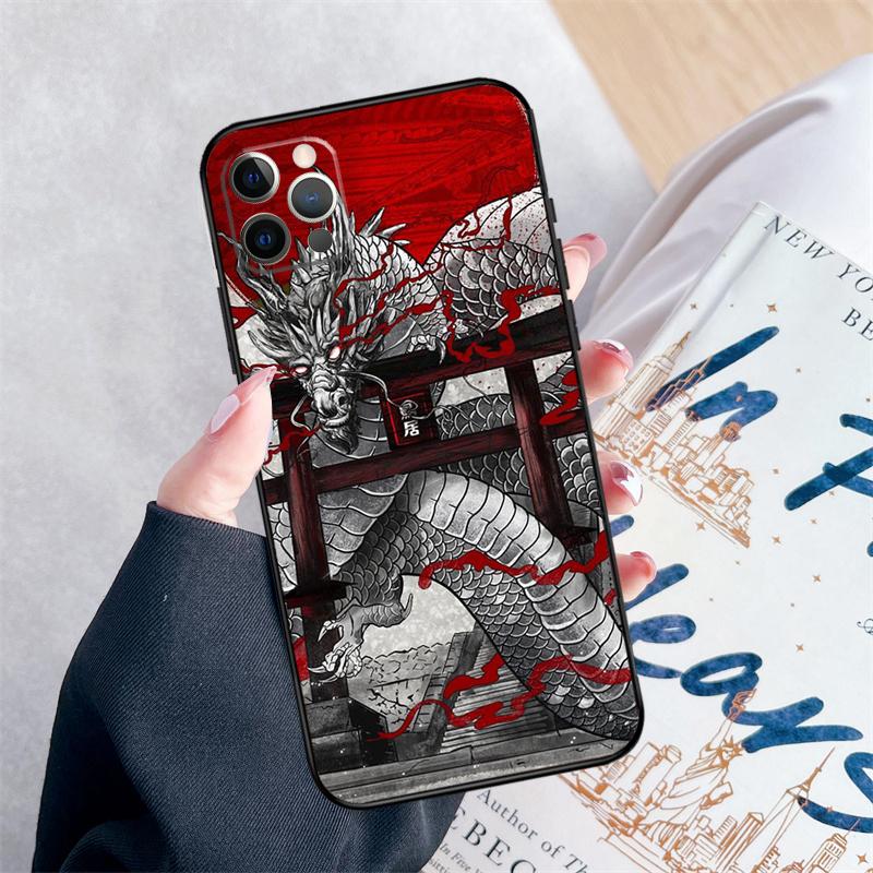 Японский Дракон Чехол для Телефона Для iPhone 16 Pro Max 11 12 13 Mini 14 15 Pro Max XR 15 16 Plus 16e Чехол Coque