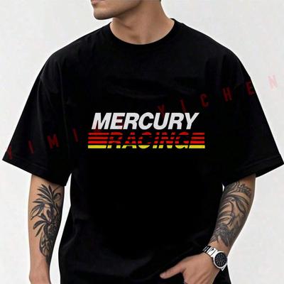 Мотоциклетная футболка с графикой Mercury Racing Boats для мужчин, модная, хлопковая, повседневная, летняя, удобная, с коротким рукавом