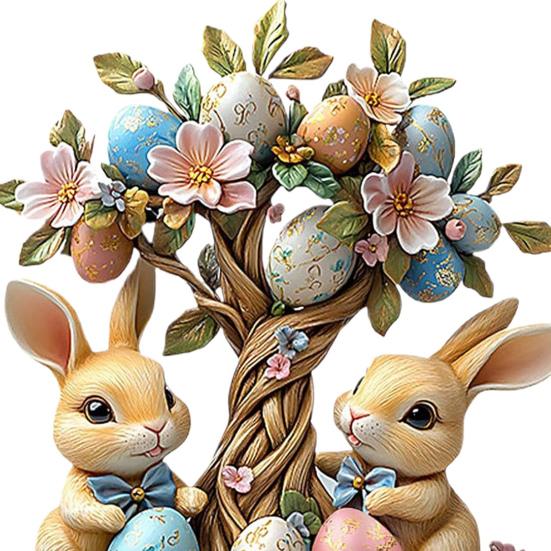 Easter Garden Stake 2D Acrylic Bunny Yard Decor Stake Cartoon Rabbit Colored Eggs Welcome Sign Stake Fairy Garden Accessories for Lawn Porch