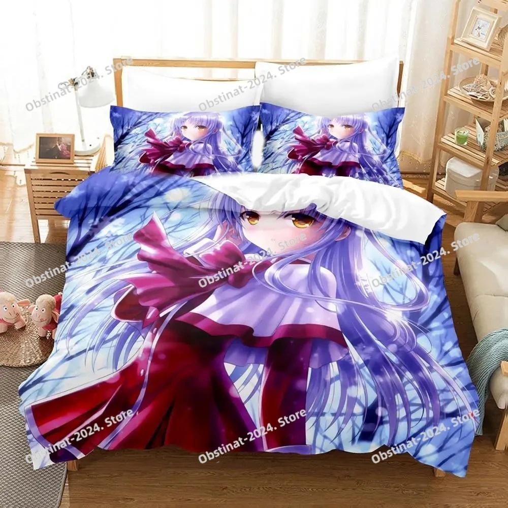 3D Печать Аниме Angel Beats Комплект постельного белья Печатный комплект для кровати Пододеяльник Простыня Наволочка Постель Мягкий чехол для одеяла Размер: Полный, Queen, King