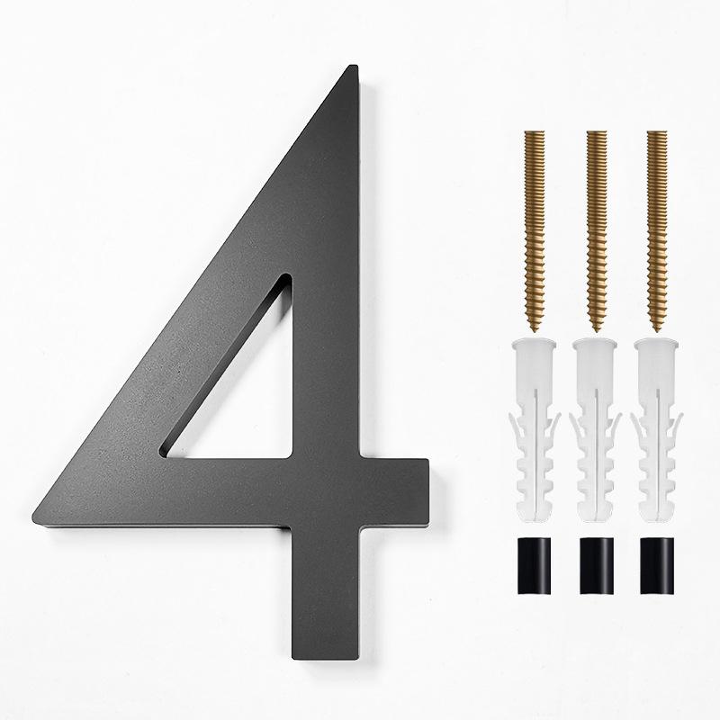 Адрес Большая Современная Дверь Алфавит Плавающий Дом Номер Буквы Знак #0-9 Черные Цифры 125 Мм 5 В Домашнем Уличном