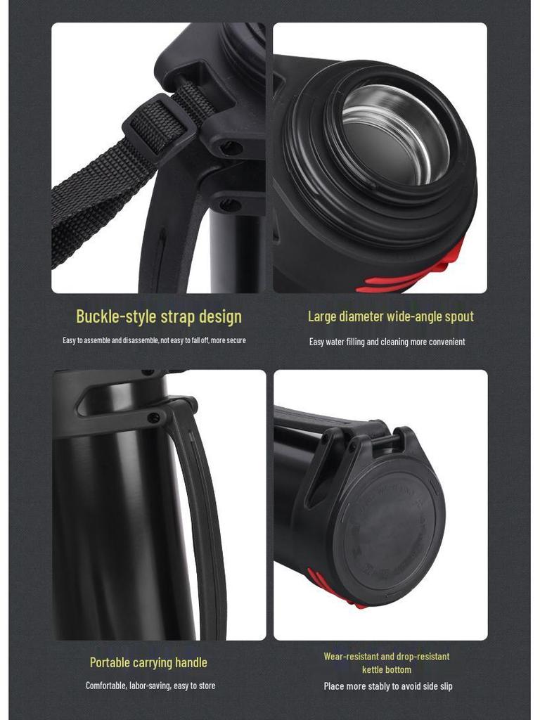 Изолированный дорожный чайник из нержавеющей стали 304 - Портативная бутылка для воды большой вместимости для кемпинга на открытом воздухе.