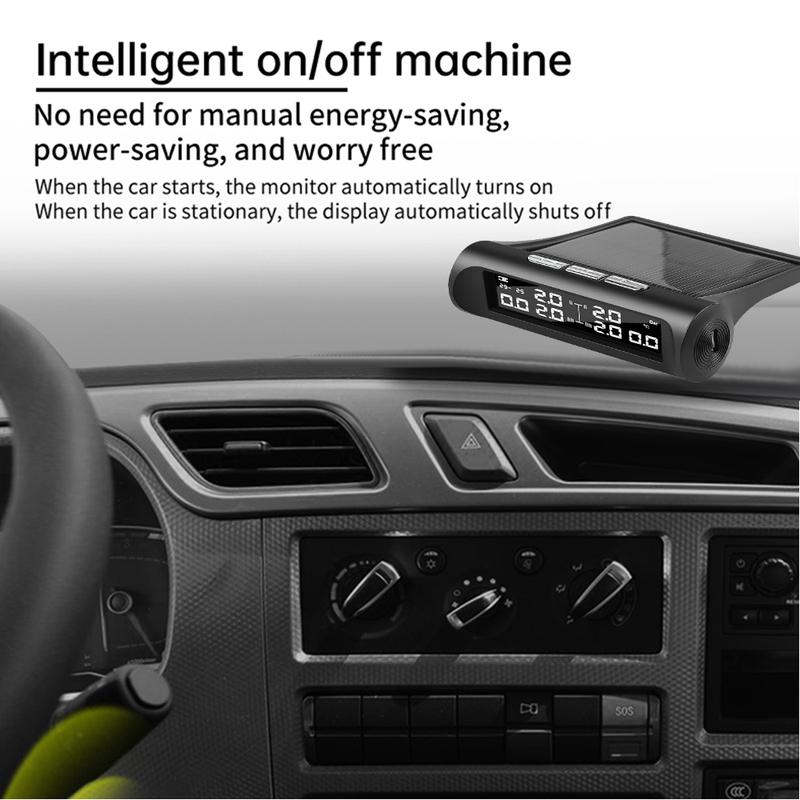 T1 Truck 6-Wheel External Tire Pressure Monitoring Solar Energy/usb Powered Temperature Tire Pressure Monitoring Rv/pickup Truck