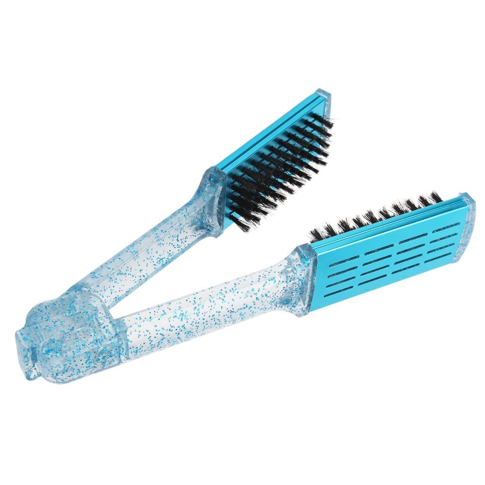 Blue Hair Straightener Clamp Brush ABS Straightening Clamp Brush Salon Use