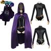 Костюм для косплея Raven из Teen Titans, женский костюм, боевое тело Magic Girl, комплект с фиолетовым плащом с капюшоном