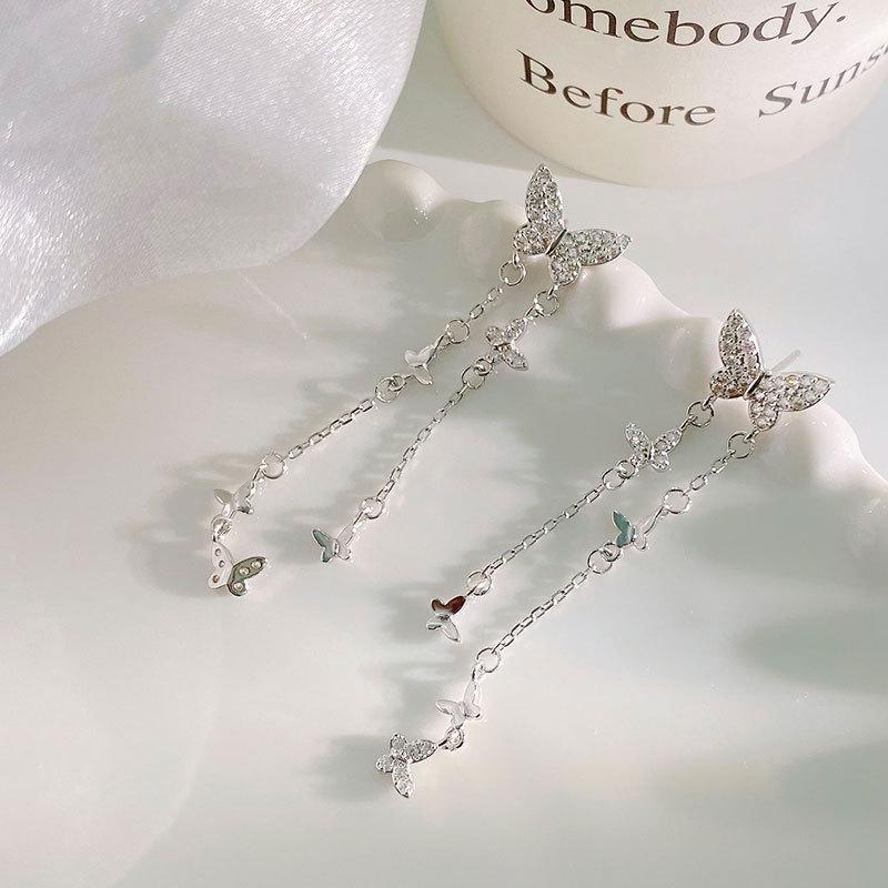 Серьги-кисточки в виде бабочек в супер-сказочном стиле. Крутые и высококачественные длинные серьги в стиле ниши.