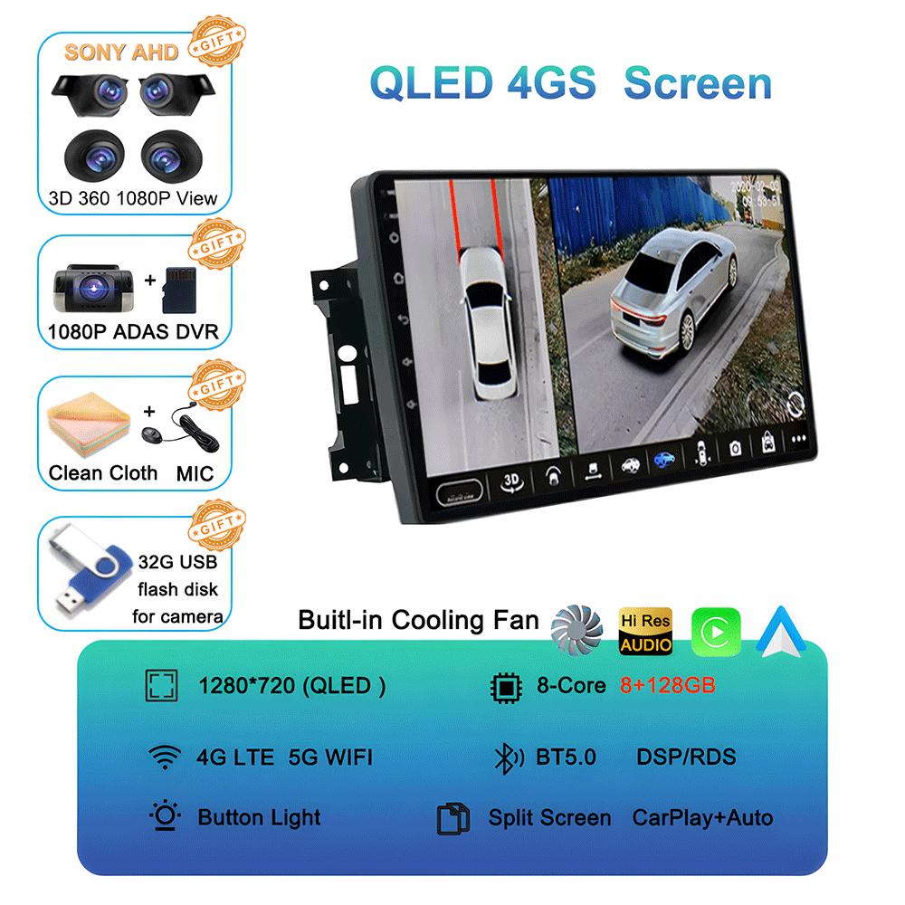 Android 14 автомобильный радиоприемник QLED GPS навигация мультимедийный проигрыватель для Jeep Compass/Commander/Grand Cherokee/Wrangler/Liberty AutoRadio