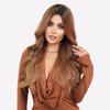 28" Barn Red Ombre Curly Wig - Heat Resistant Full Lace Synthetic Hairpiece with Loose Body Waves & Natural Look