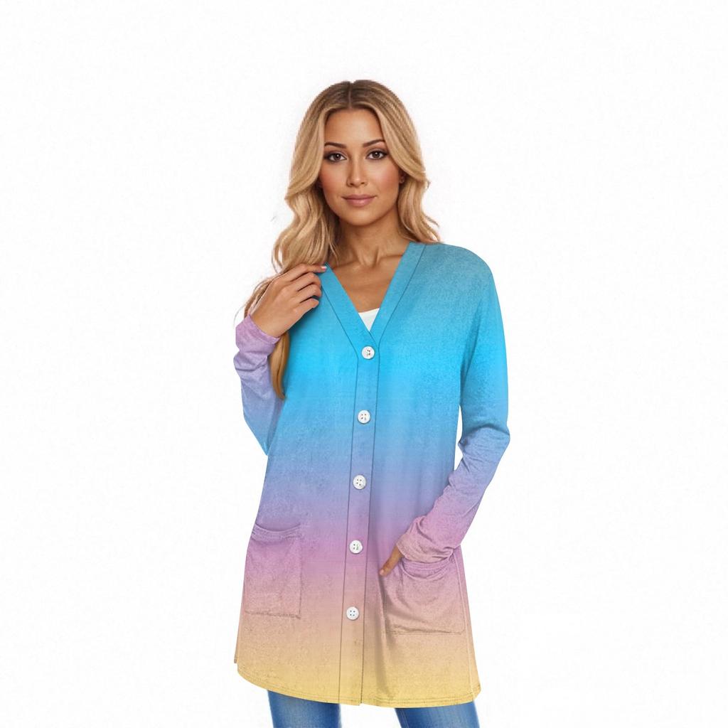 Women's Long Sleeve Cardigan Casual Jacket With Pockets Top
