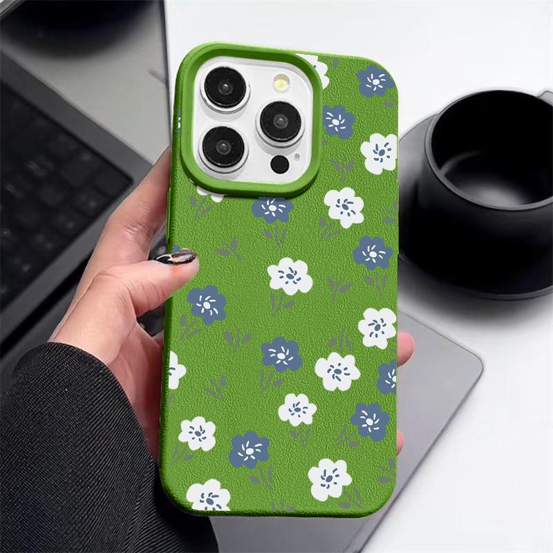 Синий цветочный узор матовая кожа текстура чехол для телефона чехол для iPhone 16 Pro Max 15 Pro 14 13 12 11 тонкий ударопрочный TPU мягкий бампер чехол