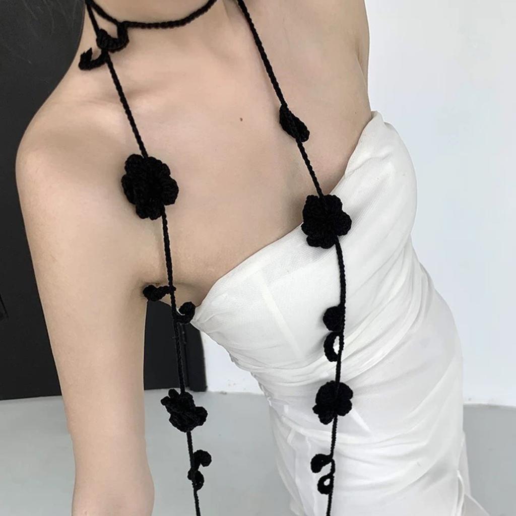 Retros Styles Fashion Scarves Handmade Knitted Neckerchief Flower Women Scarf for Vintage Fashion Enthusiasts