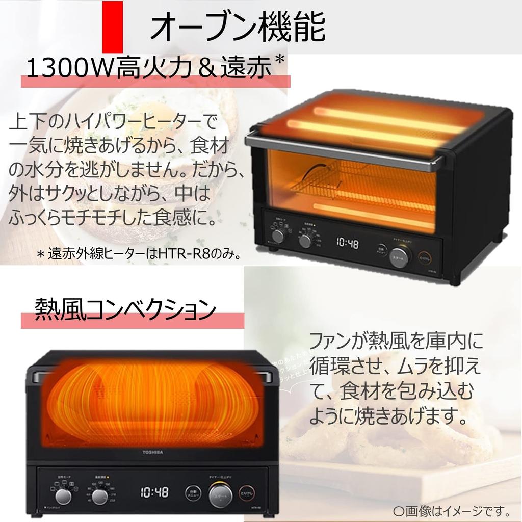 Тостер TOSHIBA, тостер из 4 предметов, функция регулировки температуры, квадратная пластина, автоматическое меню, таймер на 30 минут, черный цвет, HTR-R8(К)