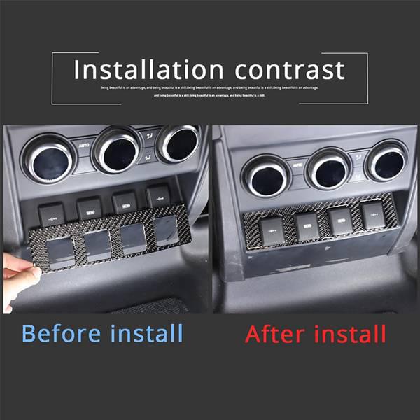 Carbon Fiber Rear Seat Charging Port Frame Sticker for 2020-2024 Land Rover Defender 110/130
