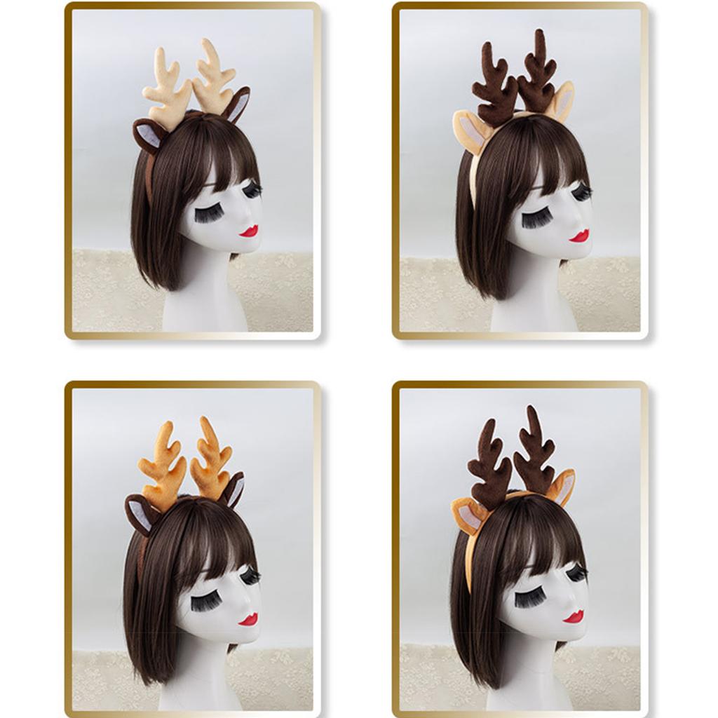 Рождественский ободок с оленьими рогами, регулируемый праздничный аксессуар для волос, праздничный головной убор для женщин и детей