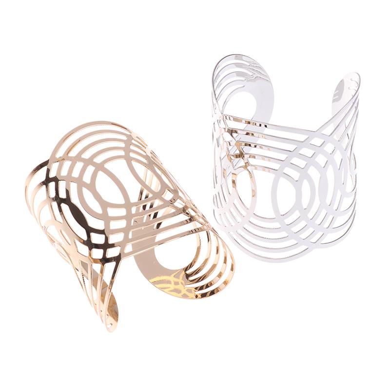 Chunky Wide Metal Bracelets For Women Open Cuff Exaggerated Cuff Bangles Trend Charm Arm Jewelry Gifts