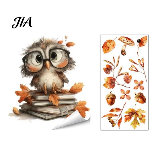 Party Decoration Stickers for Glass Autumn Static Window Sticker with Cute Animals & Maple Leaves, Removable Harvest Decorations Festival Clings,