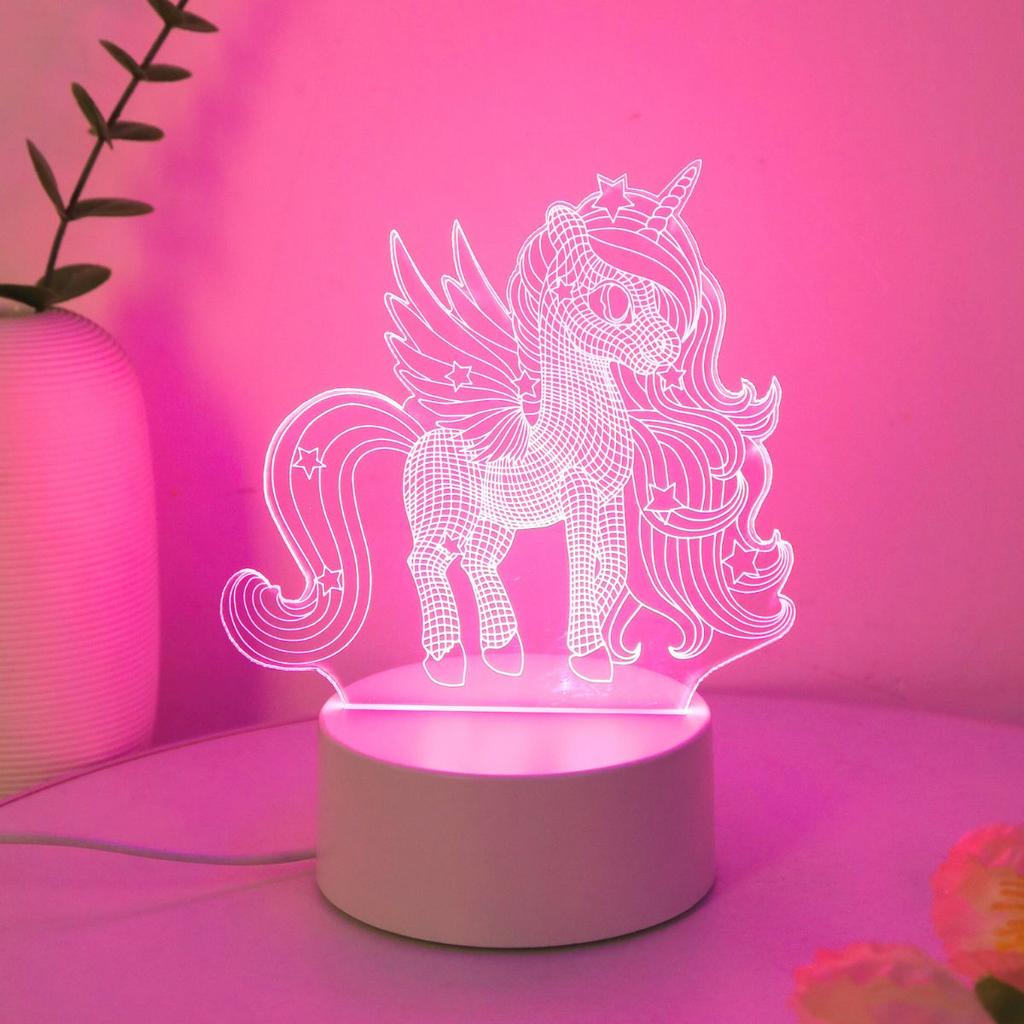 USB Ночник-единорог 3D, розовый светодиодный свет, спальня, вечеринка, гостиная, свадьба, декоративная атмосфера, подарочный светильник.
