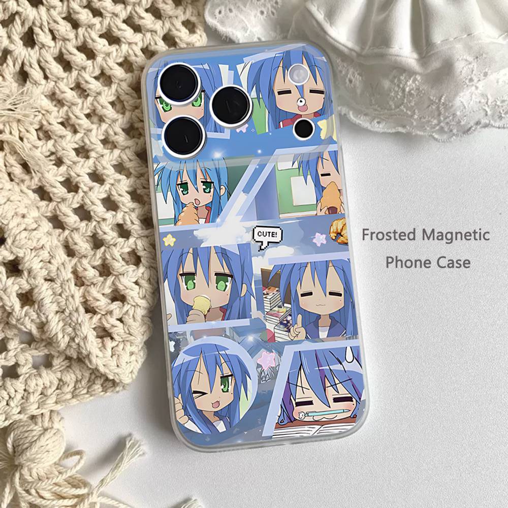 K-Konata Izumi Счастливая S-Звезда Матовый Прозрачный Магнитный Чехол для iPhone 17,16,15,14,13,12,11 Pro,Max,Plus,Mini,Air,E