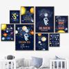 Custom Boy Name Space Rocket Astronaut Alphabet Nursery Wall Art Print Canvas Painting Nordic Poster Decor Pictures Kids Room