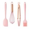 Lovely Pink Silicone Kitchenware Set Spatula Oil Brush Pasta Server Slotted Spoon Set Heat-Resistant Non-Stick Utensils Set For Baking Cooking