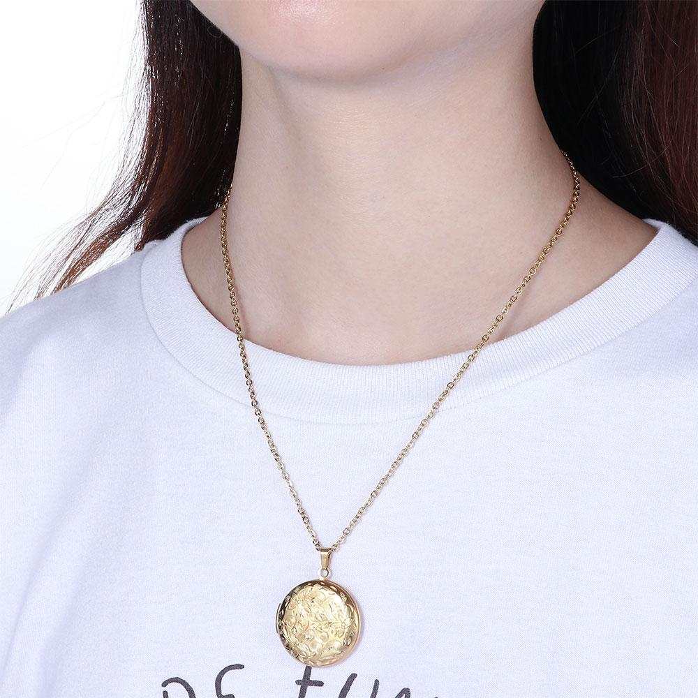 Подарочные украшения Трехмерная резьба Цепь Круглая форма Подвеска Фото Картина Медальон Ожерелье