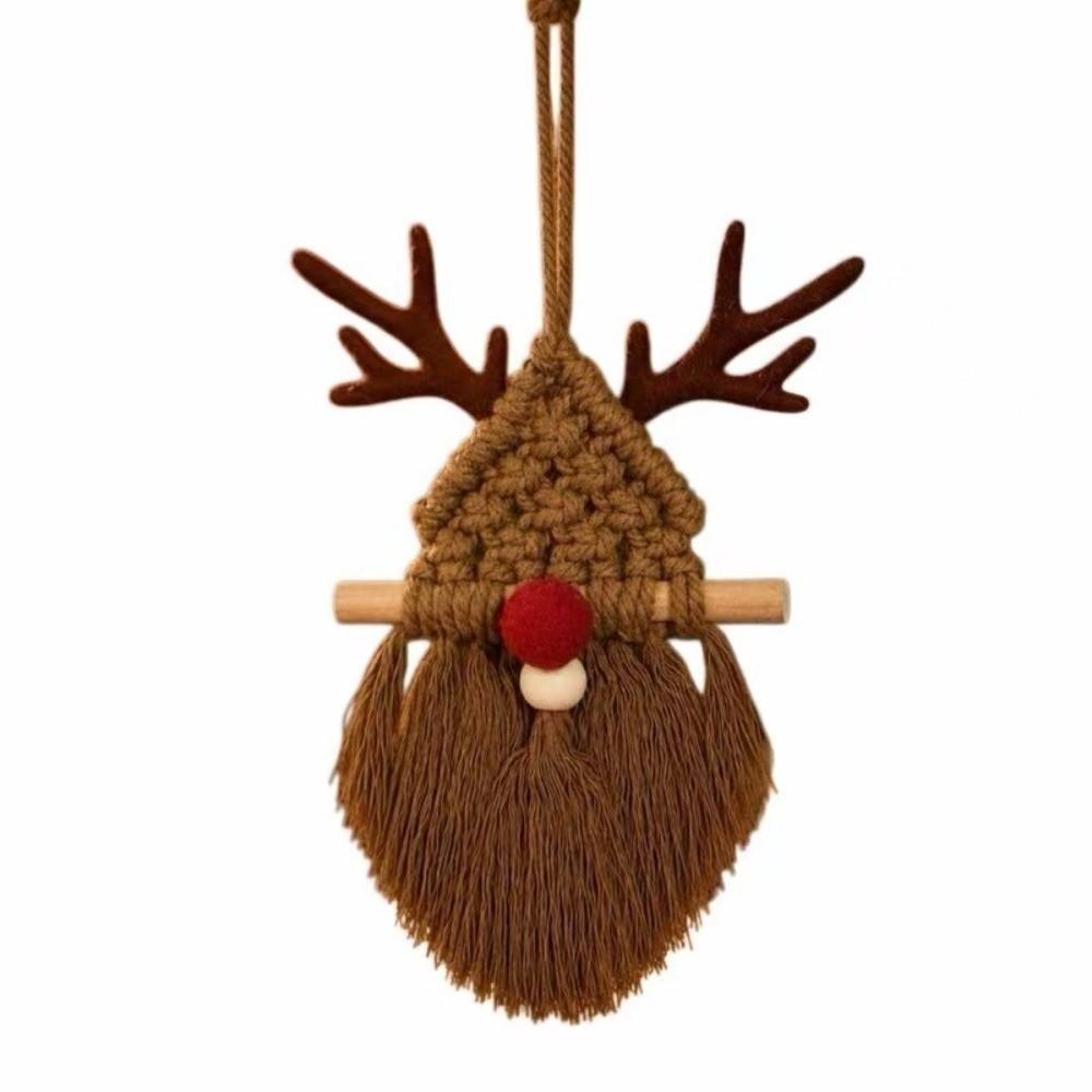 Faceless Old Man Faceless Man Pendant 10x16cm Macrame Reindeer Ornament Tassel Hanging Decor