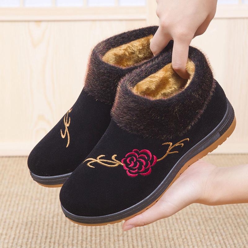 Fashion Round Toe Warm Women Boots Winter Velvet Thickening Middle-aged and Elderly Ankle Boots Leisure Warm Non-slip Snow Boots