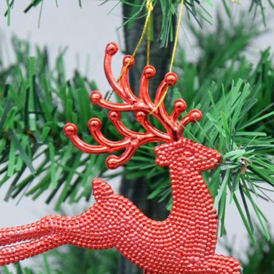 10 шт. Пластиковые подвесные украшения в виде оленей, Блестящие украшения в виде лосей для рождественской елки, Праздничные украшения для вечеринки, Рождественские подарки