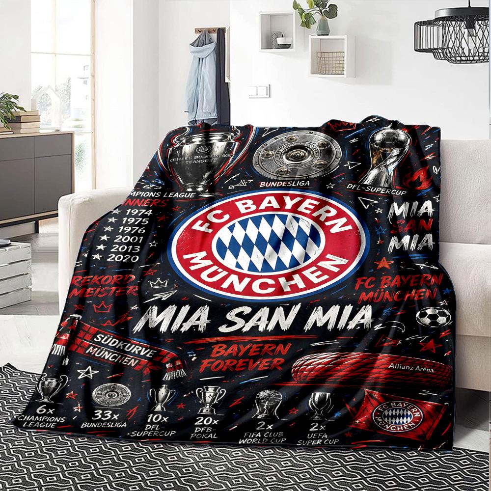 1pc Bayern Munich Blanket, Gift, for Men and Women, Soft Blanket, Good for Sofa Bed Couch Travel, Lightweight Flannel Blanket