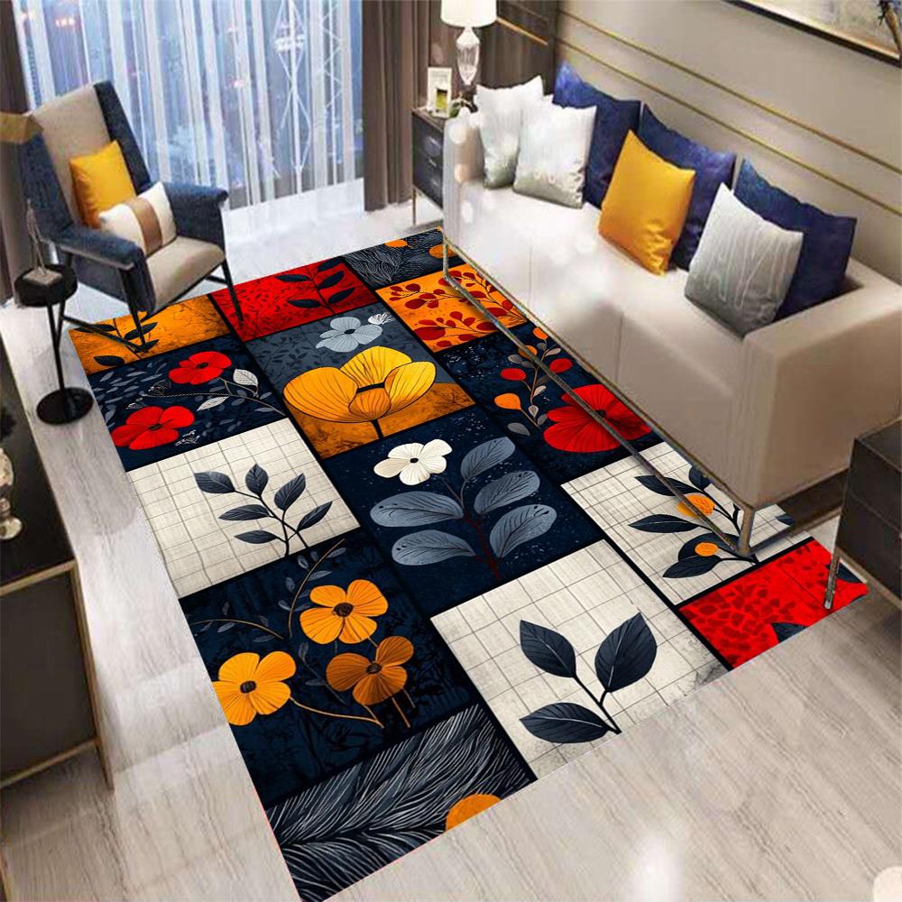 Retro Bohemian Style Color Flowers Carpet Living Room Sofa Bedroom Kitchen Entrance Door Mat Non-Slip Home Decor Rug