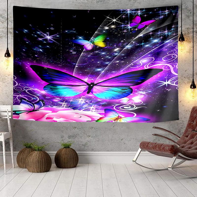 Neon Butterfly Dreamscape Tapestry Room Decoration Wall Hanging for Living Room Bedroom, dormitory, Birthday and Christmas gifts