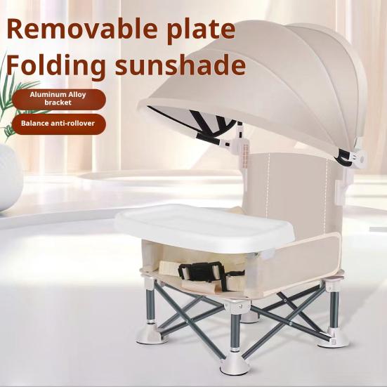 Foldable Toddler Chair with 3-point Harness Storage Bag Adjustable Straps Removable Tray Portable Feeding