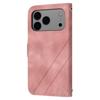 For iPhone 17 Pro Max Case Imprinted Line Leather Phone Cover with Handy Strap