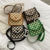 Women Plaid Hit Color Bag Canvas Leisure Fashion Messenger Bag Mini One-Shoulder Bag