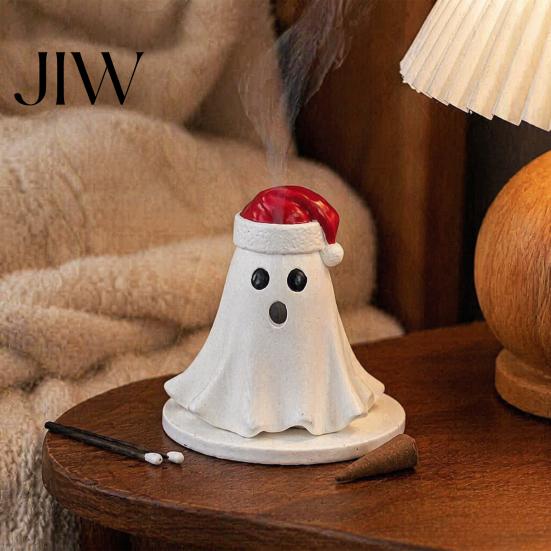 Incense Burner for Home Resin Ghost Burner, Christmas Hat Holder, with Halloween Decor Cones, Cone Holder Yoga Room Housewarming Presents