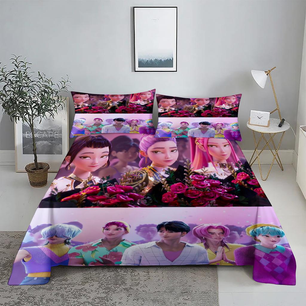 Mira D-Demon Hunters K-pop Комплект простыней 3D-принт Простыня с наволочкой Постельное белье Размер King Queen