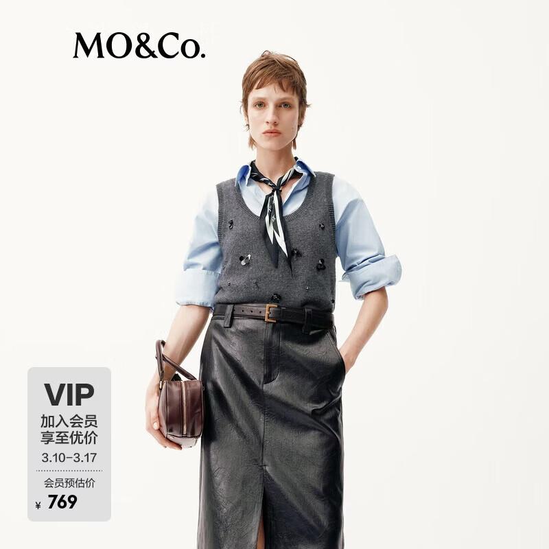 MO&Co. Wool Blend U-Neck Sleeveless Vest