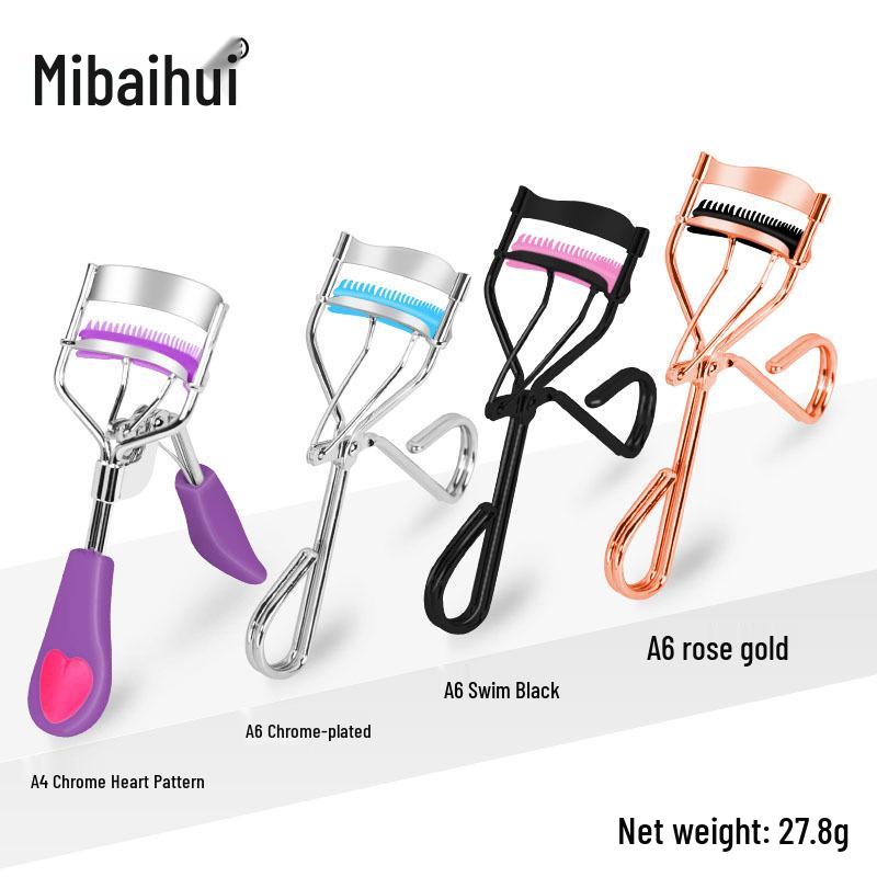 Heart-Shaped Wide-Angle Eyelash Curler with Comb - Makeup Tool for Curling False Lashes