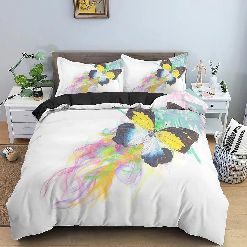 New 3D Print Butterfly Comfortable Duvet Quilt Cover Pillowcase Bedding Set Children Bedroom Decoration Home Textile