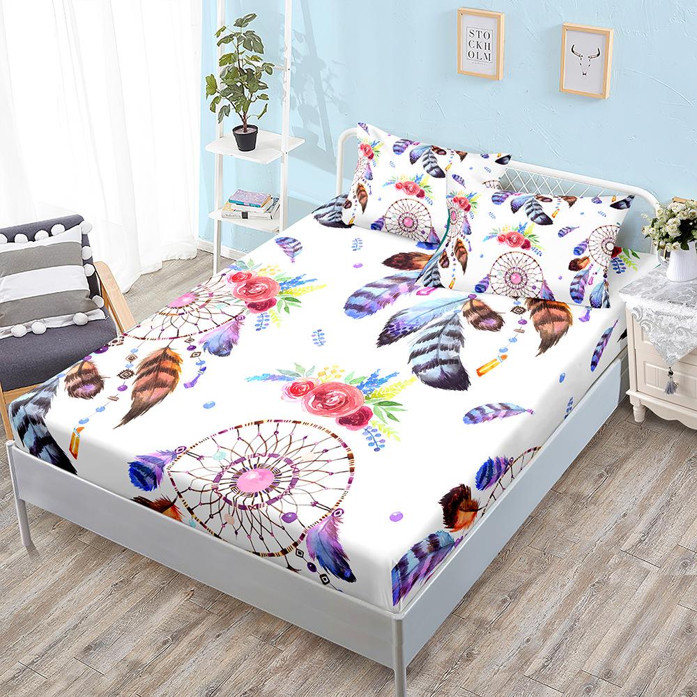 Three-Piece Mattress, Mattress Cover, Dream Catcher, Ethnic Bohemian Mattress Protective Cover