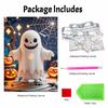 Halloween pearl painting handmade diy art white pearl mascot pumpkin web lights pearl home decoration painting