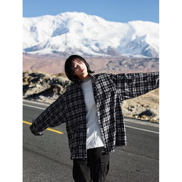 2024 Plaid Long Sleeve Shirt Japanese Hong Kong Style Ins Loose Shirt Boys Summer Trendy Versatile Casual Coat