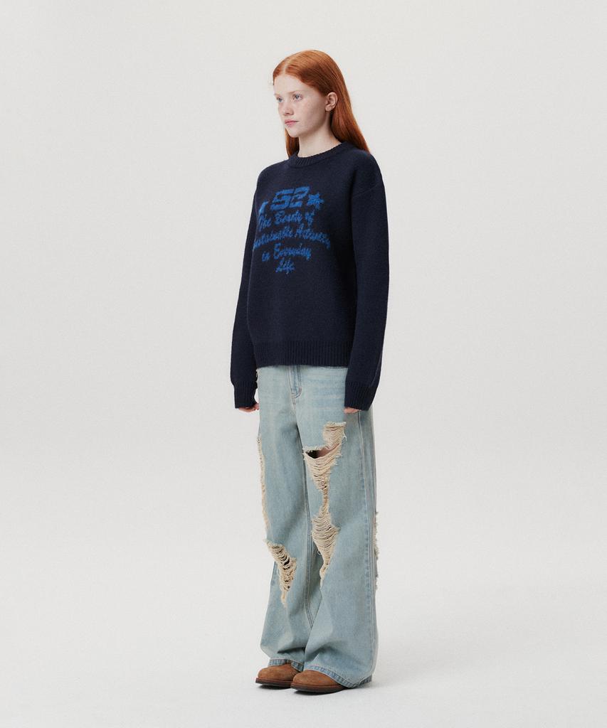 AMES-WORLDWIDE 52 Jacquard Sweater Navy(Am2Efuk600A)