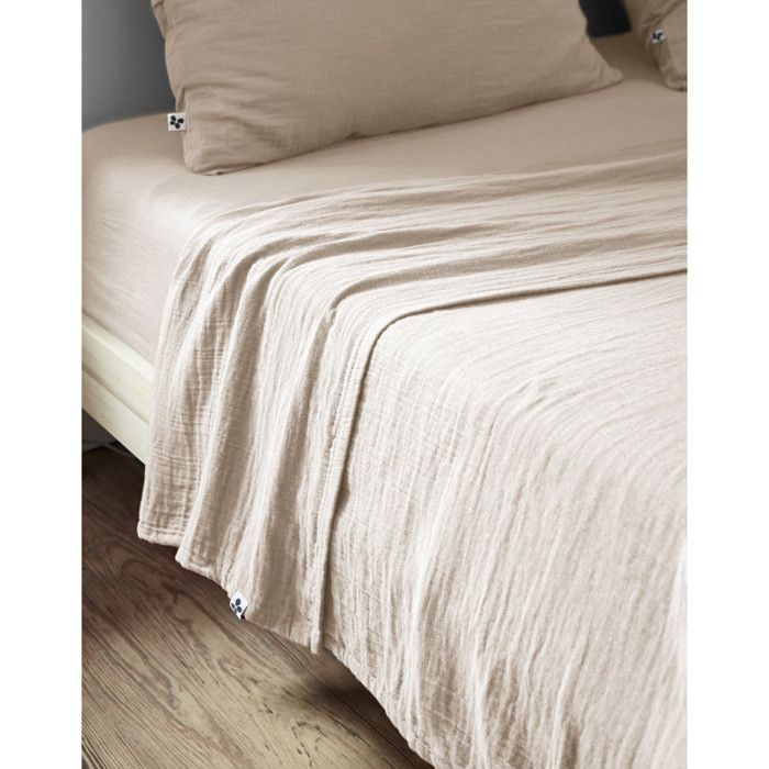 Drap plat "Gaïa" toutes dimensions "Gaze de Coton" - Gaïa Pampa - 270 x 300 cm pour lit King size