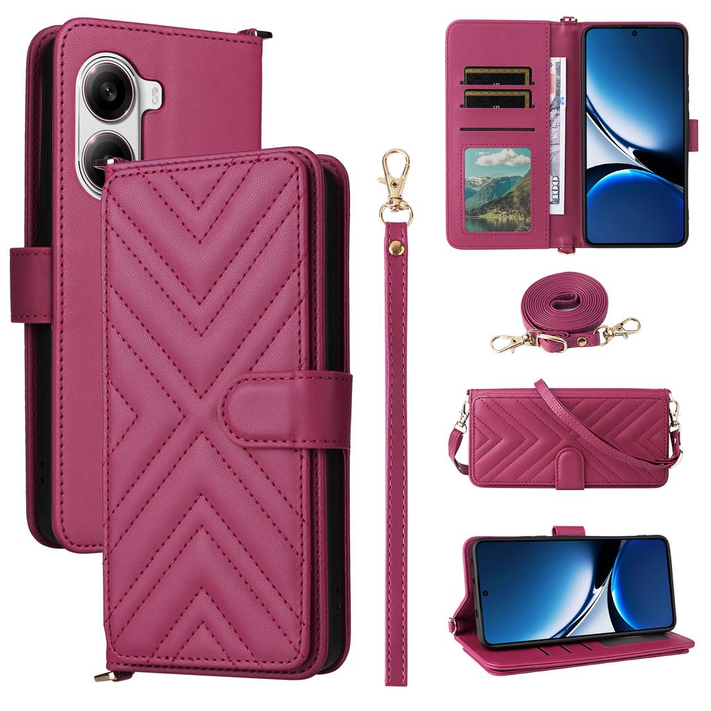 For Xiaomi Poco X7 Pro 5G/Redmi Turbo 4 5G Wallet Case with Shoulder/Wrist Strap Leather Phone Cover Stand
